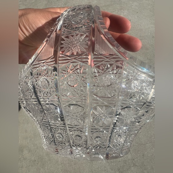 Vintage Bohemia Czech 500PK Hand Cut Crystal 9" Basket - Picture 4 of 10